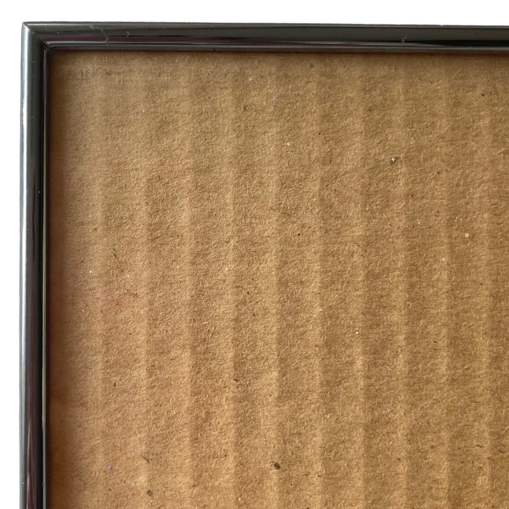 Vtg silver Brass Mid Century Modern 8x10 Picture Frame Ornate Etched portrait